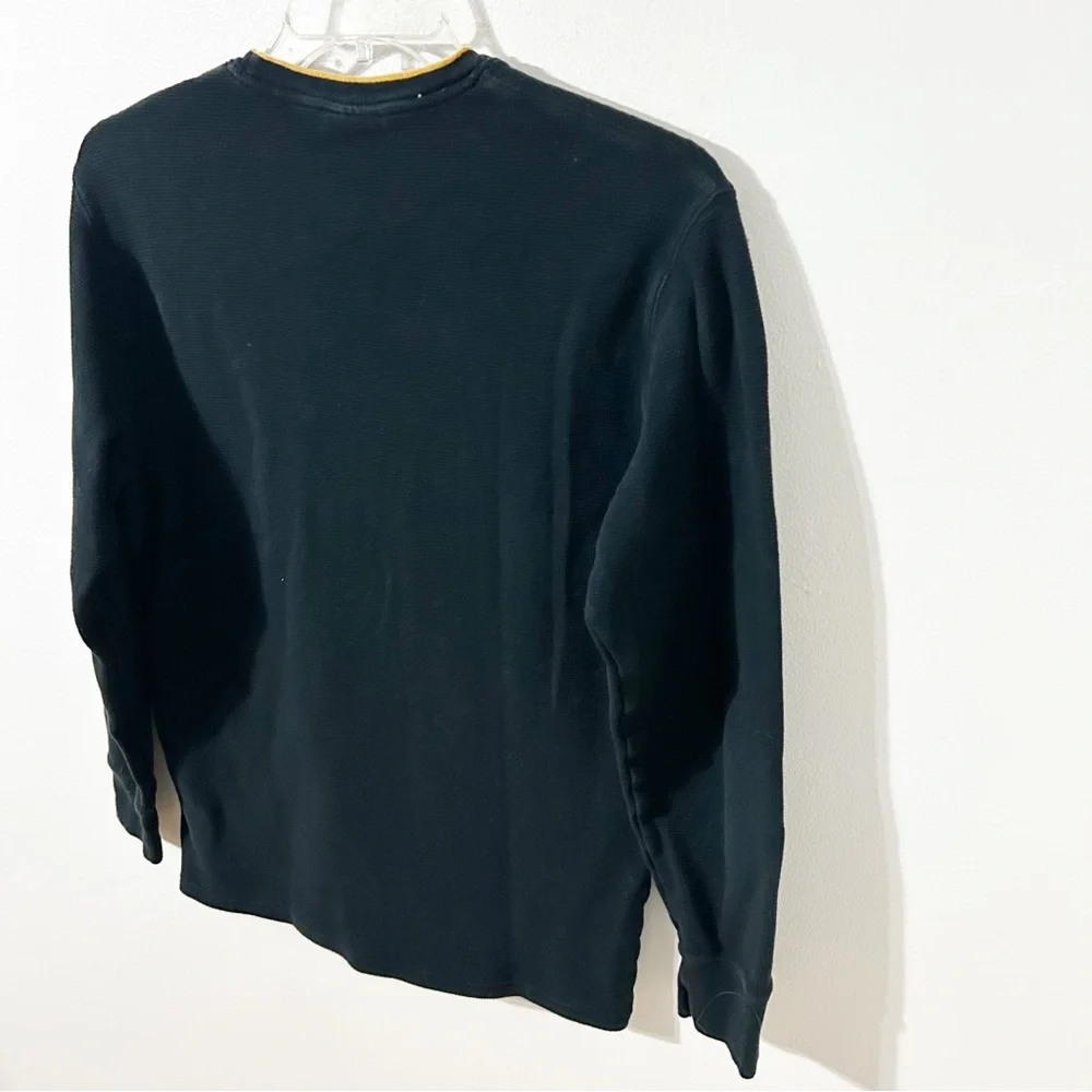 Polo Ralph Lauren Sleepwear Black Waffle Knit Long Sleeve Tee Gold Logo Accent